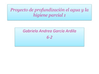 Proyecto de profundización el agua y la
           higiene parcial 1


      Gabriela Andrea García Ardila
                  6-2
 