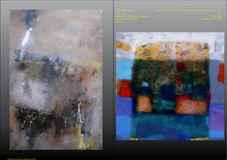 1
1	 Todos los precios incluyen IGV
TRAGEDIA GRIS
óleo /tela
medidas 48 pulgadas x 36 pulgadas
año de ejecución: 2009
precio
PASEANDO EN UN MUNDO IMAGINARIO, MARAVILLOS, AJE-
NO
Óleo /tela
medidas 67 X 67CM
 