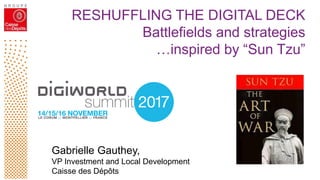 RESHUFFLING THE DIGITAL DECK
Battlefields and strategies
…inspired by “Sun Tzu”
Gabrielle Gauthey,
VP Investment and Local Development
Caisse des Dépôts
 