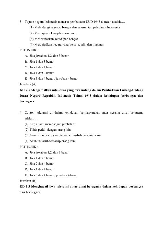 Contoh Soal Essay Tentang Pembukaan Uud 1945 Guru Paud
