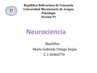 República Bolivariana de Venezuela
Universidad Bicentenaria de Aragua
Psicología
Sección P1
Bachiller:
María Gabriela Ortega Seijas
C.I 26464570
 