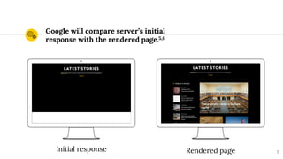 Google will compare server’s initial
response with the rendered page.5,6
7
Initial response Rendered page
 