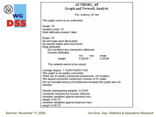 Seminar, November 17, 2009   Uni-Graz, Dep. Statistics & Operations Research
 