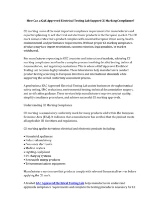 mark compliance requirements as completed Images High... How GAC Approved Electrical Testing Labs Facilitate CE Marking ...