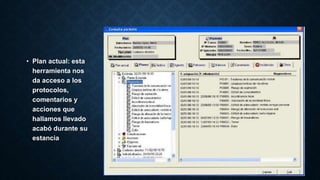 • Plan actual: esta 
herramienta nos 
da acceso a los 
protocolos, 
comentarios y 
acciones que 
hallamos llevado 
acabó durante su 
estancia 
 
