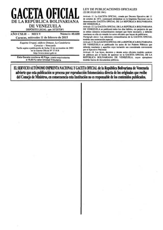 Gaceta Oficial No. 40.600