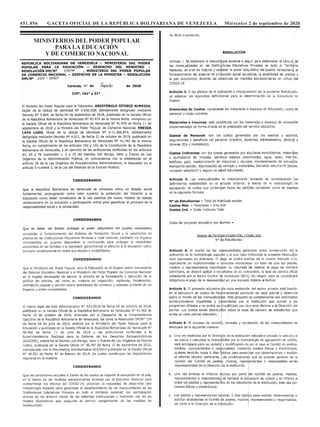 451.056 GACETA OFICIAL DE LA REPÚBLICA BOLIVARIANA DE VENEZUELA Miércoles 2 de septiembre de 2020
MINISTERIOS DEL PODER POPULAR
PARA LA EDUCACIÓN
Y DE COMERCIO NACIONAL
 