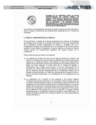 Primer año de Ejercicio
Primer Periodo Ordinario
Martes 15 de diciembre de 2015
GACETA DEL SENADO
Página 131
 