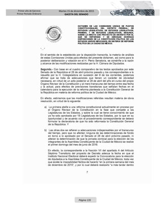 Primer año de Ejercicio
Primer Periodo Ordinario
Martes 15 de diciembre de 2015
GACETA DEL SENADO
Página 135
 