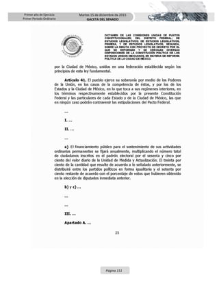 Primer año de Ejercicio
Primer Periodo Ordinario
Martes 15 de diciembre de 2015
GACETA DEL SENADO
Página 151
 