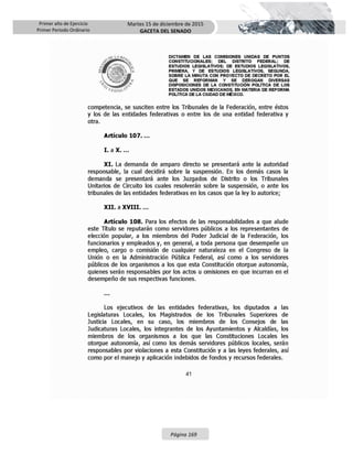 Primer año de Ejercicio
Primer Periodo Ordinario
Martes 15 de diciembre de 2015
GACETA DEL SENADO
Página 169
 