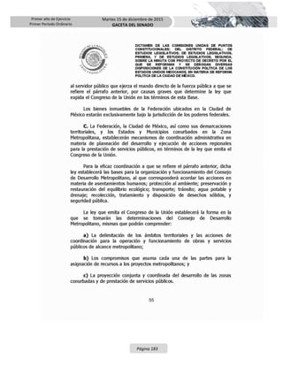 Primer año de Ejercicio
Primer Periodo Ordinario
Martes 15 de diciembre de 2015
GACETA DEL SENADO
Página 183
 