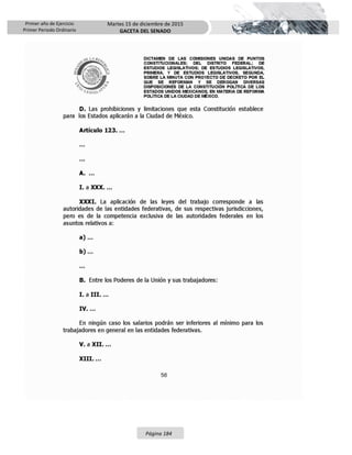 Primer año de Ejercicio
Primer Periodo Ordinario
Martes 15 de diciembre de 2015
GACETA DEL SENADO
Página 184
 