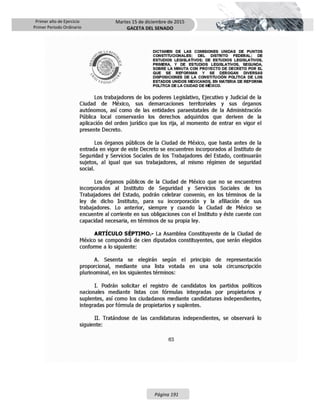 Primer año de Ejercicio
Primer Periodo Ordinario
Martes 15 de diciembre de 2015
GACETA DEL SENADO
Página 191
 