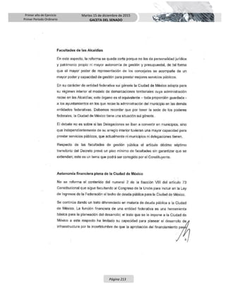 Primer año de Ejercicio
Primer Periodo Ordinario
Martes 15 de diciembre de 2015
GACETA DEL SENADO
Página 213
 