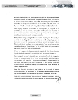 Primer año de Ejercicio
Primer Periodo Ordinario
Martes 15 de diciembre de 2015
GACETA DEL SENADO
Página 216
 