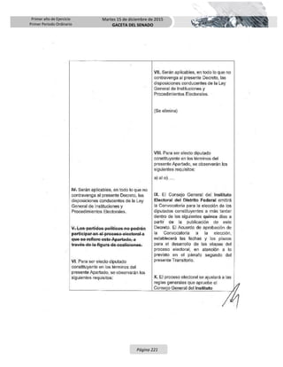 Primer año de Ejercicio
Primer Periodo Ordinario
Martes 15 de diciembre de 2015
GACETA DEL SENADO
Página 221
 