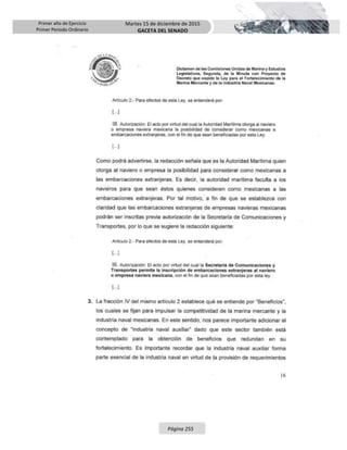Primer año de Ejercicio
Primer Periodo Ordinario
Martes 15 de diciembre de 2015
GACETA DEL SENADO
Página 255
 