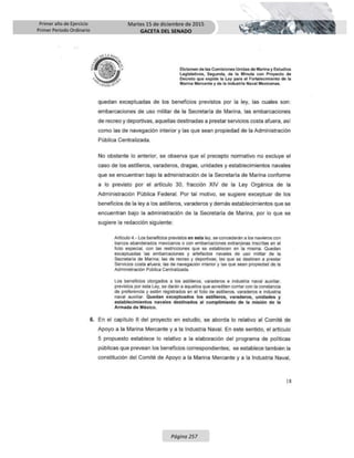 Primer año de Ejercicio
Primer Periodo Ordinario
Martes 15 de diciembre de 2015
GACETA DEL SENADO
Página 257
 