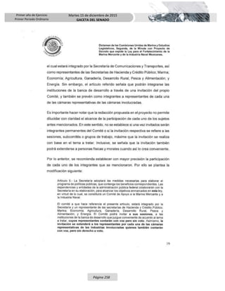Primer año de Ejercicio
Primer Periodo Ordinario
Martes 15 de diciembre de 2015
GACETA DEL SENADO
Página 258
 