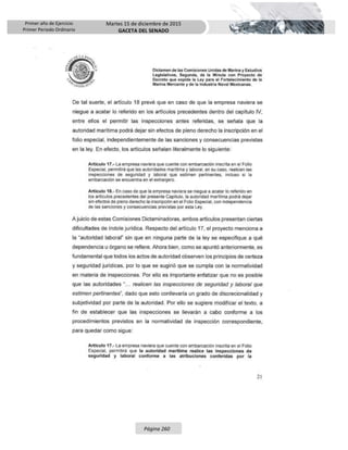 Primer año de Ejercicio
Primer Periodo Ordinario
Martes 15 de diciembre de 2015
GACETA DEL SENADO
Página 260
 