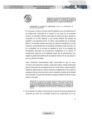 Primer año de Ejercicio
Primer Periodo Ordinario
Martes 15 de diciembre de 2015
GACETA DEL SENADO
Página 261
 