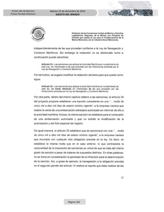 Primer año de Ejercicio
Primer Periodo Ordinario
Martes 15 de diciembre de 2015
GACETA DEL SENADO
Página 262
 