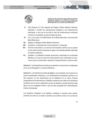 Primer año de Ejercicio
Primer Periodo Ordinario
Martes 15 de diciembre de 2015
GACETA DEL SENADO
Página 267
 