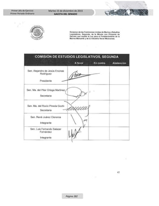 Primer año de Ejercicio
Primer Periodo Ordinario
Martes 15 de diciembre de 2015
GACETA DEL SENADO
Página 282
 