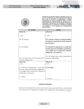 Primer año de Ejercicio
Primer Periodo Ordinario
Martes 15 de diciembre de 2015
GACETA DEL SENADO
Página 291
 