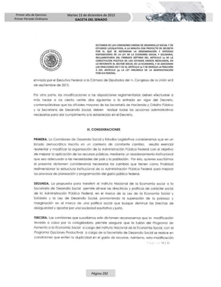 Primer año de Ejercicio
Primer Periodo Ordinario
Martes 15 de diciembre de 2015
GACETA DEL SENADO
Página 292
 