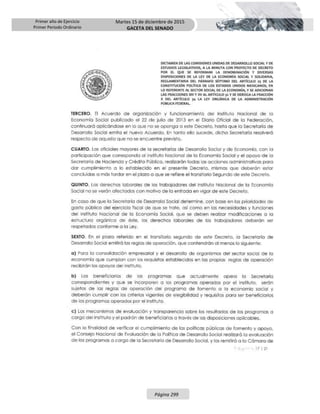 Primer año de Ejercicio
Primer Periodo Ordinario
Martes 15 de diciembre de 2015
GACETA DEL SENADO
Página 299
 