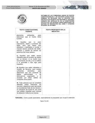Primer año de Ejercicio
Primer Periodo Ordinario
Martes 15 de diciembre de 2015
GACETA DEL SENADO
Página 312
 