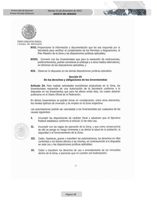 Primer año de Ejercicio
Primer Periodo Ordinario
Martes 15 de diciembre de 2015
GACETA DEL SENADO
Página 58
 