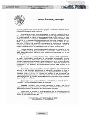 Primer año de Ejercicio
Primer Periodo Ordinario
Martes 15 de diciembre de 2015
GACETA DEL SENADO
Página 90
 