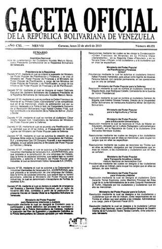 Gaceta 40151 supresion ministerio del ministerio de planificacion y finanzas 22 de abril 2013