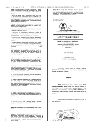 Jueves 19 de mayo de 2016 GACETA OFICIAL DE LA REPÚBLICA BOLIVARIANA DE VENEZUELA 427.957
MINISTERIO PÚBLICO
 