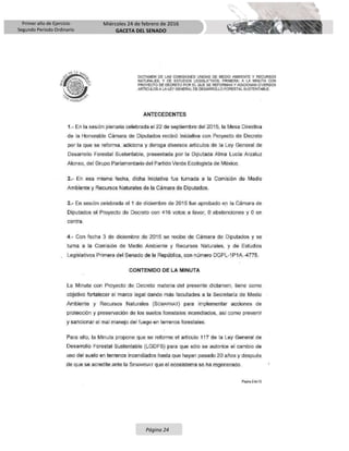 Primer año de Ejercicio
Segundo Periodo Ordinario
Miércoles 24 de febrero de 2016
GACETA DEL SENADO
Página 24
 