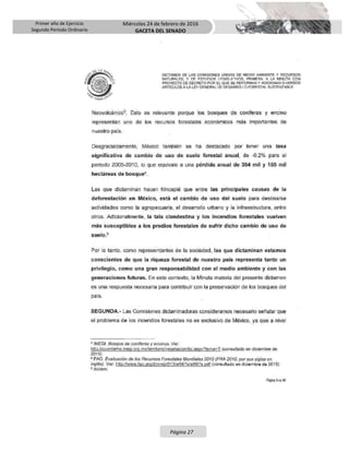 Primer año de Ejercicio
Segundo Periodo Ordinario
Miércoles 24 de febrero de 2016
GACETA DEL SENADO
Página 27
 