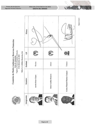 Primer año de Ejercicio
Segundo Periodo Ordinario
Miércoles 24 de febrero de 2016
GACETA DEL SENADO
Página 40
 