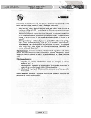 Primer año de Ejercicio
Segundo Periodo Ordinario
Lunes 29 de febrero de 2016
GACETA DEL SENADO
Página 18
 