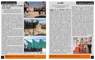 EN EL PATIO DE LA URSS EL RINCÓN DE LA LECTURA
¿Sabías qué? En 20 segundos una persona puede decir 100 palabras. ¿Sabías qué? Una persona parpadea entre 12 000 y 15 000 veces al día.
La Calle
Tomado de “Corazón. Diario de un niño”
de Edmundo de Amicis.
SÁBADO 25. TE OBSERVABA DESDE LA
VENTANA esta tarde al volver de casa del
maestro; tropezaste con una pobre mujer.
Cuida mejor de ver cómo andas por la calle.
También en ella hay deberes que cumplir. Si
tienes cuidado de medir tus pasos y tus
gestos en una casa, ¿por qué no has de
hacer lo mismo en la calle, que es la casa de
todos? Acuérdate Enrique: siempre que
encuentres a un anciano, a un pobre, a una
mujer con un niño en brazos, a un impedido
que anda con muletas, a un hombre
encorvado bajo el peso de su carga, a una
familia vestida de luto, cédeles el paso con
respeto: debemos respetar la vejez, la
miseria, el amor maternal, la enfermedad, la
fatiga, la muerte. Siempre que veas un niño al
cual se le viene encima un carruaje quítale
del peligro; adviértele, si es un hombre;
pregunta siempre qué tiene el niño que veas
solo, llorando. Recoge el bastón al anciano
que lo haya dejado caer. Si dos niños riñen,
sepáralos; si son dos hombres, aléjate por no
asistir al espectáculo de la violencia brutal
que ofende y endurece el corazón. Y
cuando pasa un hombre maniatado entre
dos guardias, no añadas a la curiosidad cruel
de la multitud la tuya; puede ser un inocente.
Cesa de hablar con tu compañero y de
sonreír, cuando encuentres una camilla de
hospital, que quizá lleva un moribundo, o un
cortejo mortuorio porque, ¡quién sabe si
mañana no podría salir uno de tu casa!
Mira con reverencia a todos los muchachos
de los establecimientos benéficos que pasan
de dos en dos; los ciegos, los mudos, los
raquíticos, los huérfanos, los niños
abandonados; piensa que son la desventura
y la caridad humanas las que pasan.
Finge siempre no ver a quien tenga una
deformidad repugnante, ridícula, apaga
siempre las cerillas que encuentres
encendidas al pasar; el no hacerlo podría
costar caro a alguno. Responde siempre con
finura al que te pregunte por una calle. No
mires a nadie riendo; no corras sin necesidad
y no grites. Respeta la calle. La educación de
un pueblo se juzga, ante todo, por la
prudencia que observa en la vía pública.
Donde notes falta de educación, la
encontrarás también dentro de las casas.
Estudia las calles, estudia la ciudad donde
vives, que si mañana fueras lanzado lejos de
ella, te alegrarías de tenerla bien presente en
la memoria, y de poder recorrer con el
pensamiento tu ciudad, tu pequeña patria,
la que ha constituido por tanto años tu
mundo, donde has dado tus primeros pasos
al lado de tu madre, donde has sentido las
primeras emociones, abierto tu mente a las
primeras ideas y encontrado los primeros
amigos. Ella ha sido una madre para ti; te ha
instruido, deleitado y protegido. Estúdiala en
sus calles y en su gente; ámala, y cuando
oigas que la injurian, defiéndela.
Tu padre
¿Qué ha ocurrido en el patio
de la URSS?
Tú cómo toda nuestra comunidad escolar te
estarás preguntando qué es y para qué es esa
enorme estructura que yace en nuestro patio.
Bueno, primeramente debes saber que se
trata de una malla sombra o malla de
protección solar, que fue colocada en
nuestra escuela como parte de un programa
llevado a cabo por el Gobierno del Distrito
Federal atendiendo a que las radiaciones
solares ejercen un efecto negativo para la
salud, asociado principalmente con el
cáncer en la piel, el envejecimiento
prematuro, cataratas y otras enfermedades
oculares, siendo los niños y adolescentes los
más vulnerables a estos efectos de las
radiaciones ultravioleta.
El programa de mallas solares es único en el
Distrito Federal, y se puso en marcha a
petición de los padres de familia, quienes
externaron su preocupación por la salud de
sus hijos, sobre todo por el cambio climático y
los daños en la piel provocados por los rayos
ultravioleta.
La protección a base de malla-sombra tiene
una extensión de 25 por 25 metros
cuadrados, hecha con fibras de polietileno.
Los niños son beneficiados con la luz natural y
también reciben protección contra la luz
ultravioleta, situación que les permite realizar
al cien por ciento actividades deportivas y
recreativas.
Las mallas solares tienen gran resistencia a la
tensión, así como a otros factores como el
agua, la intemperie y la carga. Su colocación
se realiza sobre una estructura metálica a
base de perfiles estructurales, y está diseñada
para cubrir un área de 625 metros
cuadrados.
Así solía lucir el patio de la escuela.
Aquí comenzaba la transformación.
Así luce en la actualidad.
4 9
 