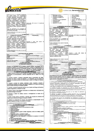 Titulo profesional an disciplina académ ica
d el núcleo básico del conocimiento:
Form ación relacionada con el cam p o militar
o policial* educación, antropología — artes
liberales, b iblióte cologia - otros d e ciencias
sociales y hum anas, ciencia politice —
relaciones internacionales, com unicación
social- periodism o y afines, derecho y afínes,
filosofía- teología y afínes, geografía e
historia. lenguas m odernas- literatura-
lingüistica y afínes, psicología, sociología -
traba)o social y afines, adm inistración,
contaduría pública, econom ía, ingeniería
adm inistrativa y afines, ingeniería industrial y
afines
Titulo de postgrado en la m odalidad de
especiaItzación en ¿reas relacionadas con
las funciones del em pleo.
Tarjeta profesional en los casos en que por
Ley así se requiera
Veinticuatro (24) m eses dn experiencir
profesional.
A L T E R N A T IV A
F O R M A C I O N A C A D E M I C A
t itulo profesional en disciplina académ ica
del núcleo básico del conocimiento:
Form ación relacionada con el c am po militar
o policial, educación, antropología — artes
liberales, bibliotecotogfa — otros d e ciencias
sociales y hum anas, ciencia política —
relaciones internacionales, com unicación
social- periodism o y afines, derecho y afínes,
filosofía- teología y afines, geografía e
historia. lenguas m odernas- iiterature-
flngüistiea y afines, psicología, soeiolog/a-
trabajo social y afines, administración,
contaduría pública, econom ía, ingeniería
adm inistrativa y afines, ingeniería industrial y
afines
Tarjeta profesional eo los casos en que por
L e v a sí se re q u ie ra ___________________________
E X P E R IE N C IA
C uarenta y ocho <48)
experiencia profesional.
m eses de
1, ID E N T IF IC A C IÓ N D E L E M P L E O
Nivel: Directivo
Denom inación det Em pleo: Subsecretariofaj de Despacho
Código 015
O rad o 01
N um ero de Cargos: O í
Dependencia: S U B S E C R E T A R ÍA DE G ES TtD rJ DEL
R IE S G O
CTargo del Jete inm ediato Alcalde Distrital
N aturaleza del cargo Libro nom bram iento y Rem oción
Í1 A R E A F U N C IO N A L
D E S P A C H O DEL ALC A LD E
•1. P R O P O S IT O P R IN C IP A L
F o rta le ce r las ca pa cid ad e s d e las e n tid a d e s p úb lica s, p riva da s, co m u n ita ria s y de la
sociedad en g e n e ra l, co n e l p ro pó sito d e p ro m o ve r y co n trib u ir a l m e jo ra m ie n to d e la
calidad de vida d e la s p e rso n a s y al d esa rro llo so steníble. a tra v é s d el co no cim ien to y la
p re ven ció n d el riesg o, s u re d ucció n y e l m anejo d e los d e s a s tre s a socia d os con
fe n ó m e n o s de o rig en natural, so cio natural, te cn o ló g ico y h u m a n o no in ten cio na l________
IV . D E S C R IP C IO N D E F U N C IO N E S E S E N C IA L E S
1. D irigir y co ordin a r el Sisterr-a paro la G estió n del R ie sg o d e D e sastres S M G R O , h a ce r
se g u im ie n to a su fu n cio n a m ie n to y e fe c tu a r p ro p u e sta s para su m ejora en e l nivel
territo ria l.
2 . C o ordina r, im p u lsa r y fo rta le ce r ca pa cid ad e s p ara e l co no cim ien to d el riesgo,
re d ucció n d el m ism o y m a n ejo d e d esa stre s, y s u a rticu lación co n lo s p ro ce so s d e
d esa rro llo en e l á m b ito territo ria l d e l S istem a para la G estió n d e l R ie sg o d e D e sastres
S M G R D .
3. P ro p o n e r y a rticu la r las políticas, e stra te g ia s, planes, p ro gra m a s, p ro ye cto s y
p ro ced im ie n tos D istritale s de g estió n d e l riesgo d e d esa stre s, en e l m a rco d el S istem a
para la G estió n d e l R ie sg o d e D e sastres S M G R D .
4. Form u la r y co o rd in a r la e jecu ció n d el P la n para la G estió n d e l R ie sg o d e D e sastres,
re a liza r e l se gu im ien to y e valu a ció n de este.
5. O rie n ta r y a p o ya r a las e n tid a d e s te rrito ria le s en su fo rta le cim ie n to Instttuctonal para
la g estió n d e l rie sg o de desastres.
6. P ro m o ve r y re a liza r tos a n á lisis, e stu d ios e Inve stig acio n es en m ateria de su
co m p ete ncia .
7. P re sta r e l a p o yo técn ico , in fo rm a tivo y e du cativo q u e re q u ie ra n lo s m ie m b ro s del
S istem a para la G estió n d e l R iesgo d e D e sastres- S M G R D .
0 . G e s tio n a r la co nse cución de re cu rsos para fo rta le ce r la im ple m e nta ció n d e tas
p olítica s d e g estió n d el rie sg o de desa stre s e n e l D istrito.
9 . Las dem ás que le sean asignadas por su superior.
V . C O N O C IM IE N T O S B A S IC O S O E S E N C IA L E S
1. C o nstitu ció n p o lítica de C olom bia
2. N o rm a tivid ad re la cio na da co n las fu n d o n e s d e su cargo.
3. P o lítica s p ú b lica s
4. G estió n d e pro yecto s
5 R e la cion e s p ub lica s
6. S iste m a in teg ra do de g estió n (calidad, se gu rid a d y sa lud en e l trabajo, g estió n
a m b ien tal).
7 . P re sup ue sto público y co ntra tación e sta tal.
8. M o d e o n te g ra do de plan e ación y g e stió n M IP G
9 M e tod o log ía ú nica para e lab o ra ción y fo rm u la ció n d e pro yecto s de inversión
p ú b ic a .
10. P íen de D e sarro llo D istrital
11. T é cn ica s para e lab o ra ción d e Inform es.
12. M aneto d e siste m a s de h erram ie nta s b á sica s c o m o E xcel. W o rd y O fim ática.
V I. C O M P E T E N C IA S C O M P O R T A M E N T A L E S _______________
C O M U N E S I P O R N IV E L JE R A R Q U IC O
• A pren dizaje co ntin uo
• O rie n ta ció n a re su ltad os.
• O rie n ta ció n a l u su a rio y al
ciu da d an o
. C o m p ro m iso co n a o rg an iza ción
• T ra b a jo en e q u ip o
• T ra n spa re ncia
• A d a p ta ció n a l ca m b io
♦ V isió n e straté gica
♦ Lide ra zg o e fe ctivo
♦ P laneación
♦ T o m a d e d ecision e s
♦ G estió n d e l d e sa rro llo d e las
personas
♦ P e n sa m ie n to sistém loo
♦ R e solució n d e co nflicto s
♦ co n o cim ie n to d e l entorno
V II. R E Q U IS IT O S OE E S TU D IO Y E X P E R IE N C IA
F O R M A C IO N A C A D E M IC A E X P E R IE N C IA
T ítu lo p ro fe sio n a l e n d is cip lin a a cadém ica
del n úcle o b ásico d e l co n o cim ie n to :,
edu cación , a ntro p olo g ía ., co m u nica ció n
so cia l- period ism o y afines, d e re c h o y afines,
so cio lo g ía - tra b a jo so cial y afines,
a dm inistració n , c e n a d u ría p úb lica ,
econ om ía, in ge n ie ría a d m in istra tiva y afines,
ingeniería in du stria l y afines
Título de p ostg ra do en Ea m odalidad de
e spe ctalización en áreas re la cio n a d a s oon
la s fun cio ne s d e l em pleo.
Ta rje ta p ro fe sio n a l en lo s ca so s e n q u e p o r
L e y a sí se requiera
V e in tic u a tro (2 4 ) m e se s de e xp e rie n cia
profesional.
A L T E R N A T IV A
F O R M A C IO N A C A D E M IC A E X P E R IE N C IA
T itu lo p rofesional en d iscip lin a académ ica
del n ú cle o b ásico del co nocim iento:,
e d u ca ció n , a ntro p olo g ía ,, com u nica ció n
so cial- p eriodism o y afines, cíerecho y afines,
so cio lo g ía - tra b a jo s o d a l y afines,
a d m inistració n , co n ta d u ría pública,
e co n o m ía , in g e n ie ría a dm in istra tiva y afines,
ingeniería in du stria l y a fine s
Ta rje ta p rofesional en los ca sos en q u e p o r
L e y a sí se requiera
C uarenta y o ch o (48) m eses de
e xperiencia profesional.
1. id e n t i f i c a c i ó n D E L E M P LE O
Nivel: D irectivo
D eno m ina ció n d e l E m pleo: S ub se creta rio (a ) de D espacho
C ódiqo 045
Grado: 01
N u m e ro de C arqos. 01
D ependencia: S U B S E C R E T A R IA DE C O N T R A T A C IO N
C a rg o d e l Jefe Inm ediato. A lca ld e Dístntal
N aturaleza del carao Libre n om bra m ien to y R e m o ció n
II. Á R E A F U N C IO N A L
D E S P A C H O D E L A LC A L D E
ii l R R O P O s rro p r i n c i p a l
G aran tiza r la corre cta a plicació n d e la norm atividad vig en te en m ateria de co ntra tación
e sta tal, o fre cie n d o m a yo res niveles de p recisión y certeza ju rid ic a en ca da una de las
a ctu a cio n e s q u e deb an su rtirse p o r los se rvidores p úb lico s y p a rticu la re s q u e participa n
en los p ro ceso s co n tra ctu a le s de la entidad.
IV . D É & C ftiP C IÓ N D E FUNCIONES ESENCIALES
1. Adoptar piones, programas y proyectos relacionados con la gestión contractual.
2. Dar viabilidad jurídica, técnica y financiera, e los documentos quo haccn porte Oe los
procesos contractuales adelantados por los diferentes ordenadores del gasto.
Ofreciendo soporte en cada una de las eLapas del procoso.
Aprobar y dar viabilidad Jurídica a los cronogramas do los procesos iiorrirMclualea. asi
como realizar su scciuíidíctiIO verificando penrifllcamente el cumplimiento.
4 . Coordinar el proceso de contratación en lo fase de selección del contratista,
presidiendo las audiencias o acompañando jurídicamente al ordenador del íjOSlO
5. Realizar el acto de cierre de las propuestas presentadas en los procesos de selección
de contratista por convocatoria pública
E
5
. Realizar la publicación de los documentos en los etapas de planeación y
preconlrucluOl en lo platafonna S E C Ü P
8 . Mantener la custodia v ooordlnor b geslión documental de los expedientes
contractuales, atendiendo a los procedimientos archivlsticos y las tablas de retención
documental debidamente aprobadas e n la etapa de planeación y precontractual.
O. Coordirmr el proceso ríe evaluación de propuestas presentas por los proponen les
10 Coortl¡ñor los procesos de actualización y/o modificación del Manual de
Contratación de 1a entidad, asi corno de los OdOS administrativos relacionados con la
contra taciér»
11. Las dam ásuuc le sean asinnodas por sil superior.
"V C O N O C IM IE N T O S B Á S IC O S O E S E N C IA L E S
i su cargo.
Constitución política de Colombia
Normatividad relacionado con las funciones
RQütleas públicas
Cestión de proyectos
nelocíoncs publicas
Sistem a integrado de gestión (calidod, scrjunldad y salud en el trabajo, gestión
ambiento l>.
Presupuesto público y contratación estatal.
Modelo integrado de planeación y gestión M IPG.
Metodología única pera elaboración y íormulOCiOn de proyectos de inversión
pública,
i. Plan de Desarrollo Distrital
. Técnicas para elaboración do informes.
:. Mañero de sistemas de herramientas básicas com o Excel, W ord y Ofimática.
' V I. C O M P E TEN C IA S CQ W PQ RTAM EW TAi.ES ]
í_________ P O R N IV E L J E R A R Q U IC O ~
• Visión estratégica
C O M U N E S
Aprendizaje continuo
Orientación a resultados.
Orientación al usuario y al
ciudadano
Compromiso con la organización
Tr:iH¿ijo un equipo
Transparencia
Adaptación al cambio
Liderazgo efectivo
P la n ea ció n
Tomo de decisiones
Gestión del desarrollo de
personas
Pensamiento sislémico
Resolución de conflictos
conocimiento del entorno
VII, R E Q U IS IT O S O E E S T U D IO Y E X P E R IE N C IA
F O R M A C IÓ N A C A D É M IC A | E X P E R IE N C IA
79
 