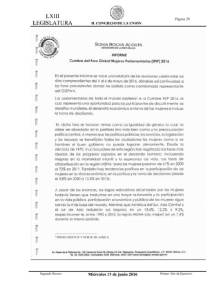 LXIII
LEGISLATURA H. CONGRESO DE LA UNIÓN
Página 29
Segundo Receso Miércoles 15 de junio 2016 Primer Año de Ejercicio
 