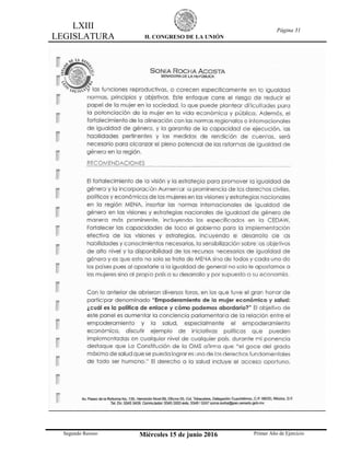 LXIII
LEGISLATURA H. CONGRESO DE LA UNIÓN
Página 31
Segundo Receso Miércoles 15 de junio 2016 Primer Año de Ejercicio
 