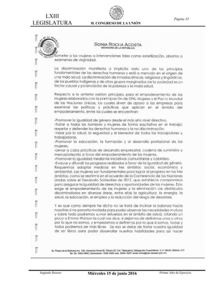 LXIII
LEGISLATURA H. CONGRESO DE LA UNIÓN
Página 33
Segundo Receso Miércoles 15 de junio 2016 Primer Año de Ejercicio
 