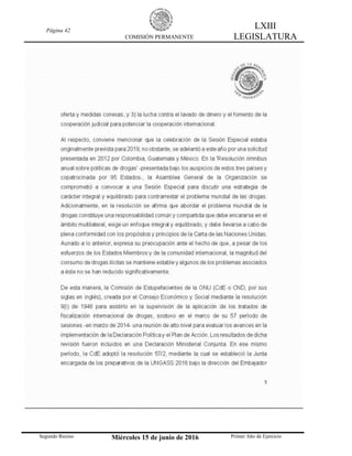 Página 42
COMISIÓN PERMANENTE
LXIII
LEGISLATURA
Segundo Receso Miércoles 15 de junio de 2016 Primer Año de Ejercicio
 