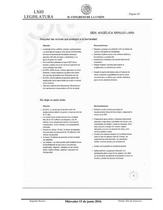 LXIII
LEGISLATURA H. CONGRESO DE LA UNIÓN
Página 65
Segundo Receso Miércoles 15 de junio 2016 Primer Año de Ejercicio
 