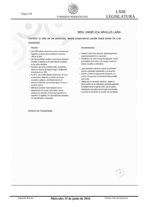 Página 66
COMISIÓN PERMANENTE
LXIII
LEGISLATURA
Segundo Receso Miércoles 15 de junio de 2016 Primer Año de Ejercicio
 