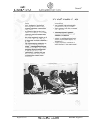 LXIII
LEGISLATURA H. CONGRESO DE LA UNIÓN
Página 67
Segundo Receso Miércoles 15 de junio 2016 Primer Año de Ejercicio
 